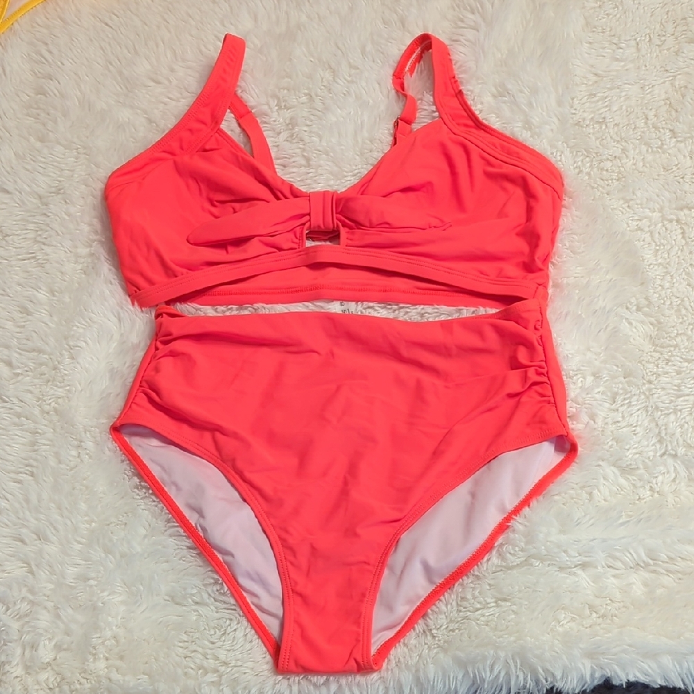 NWOT! Vibrant Coral Bikini Set